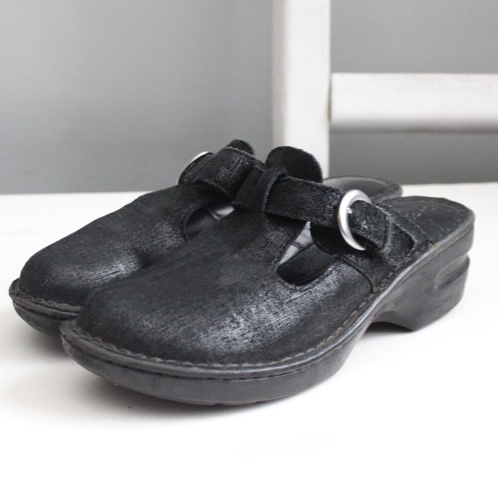 Born Concept Womens Black Platform Buckle Slip-On Mules Size 8 - Picture 2 of 6